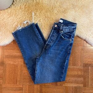 Zara High Rise Cropped Straight Leg Jeans